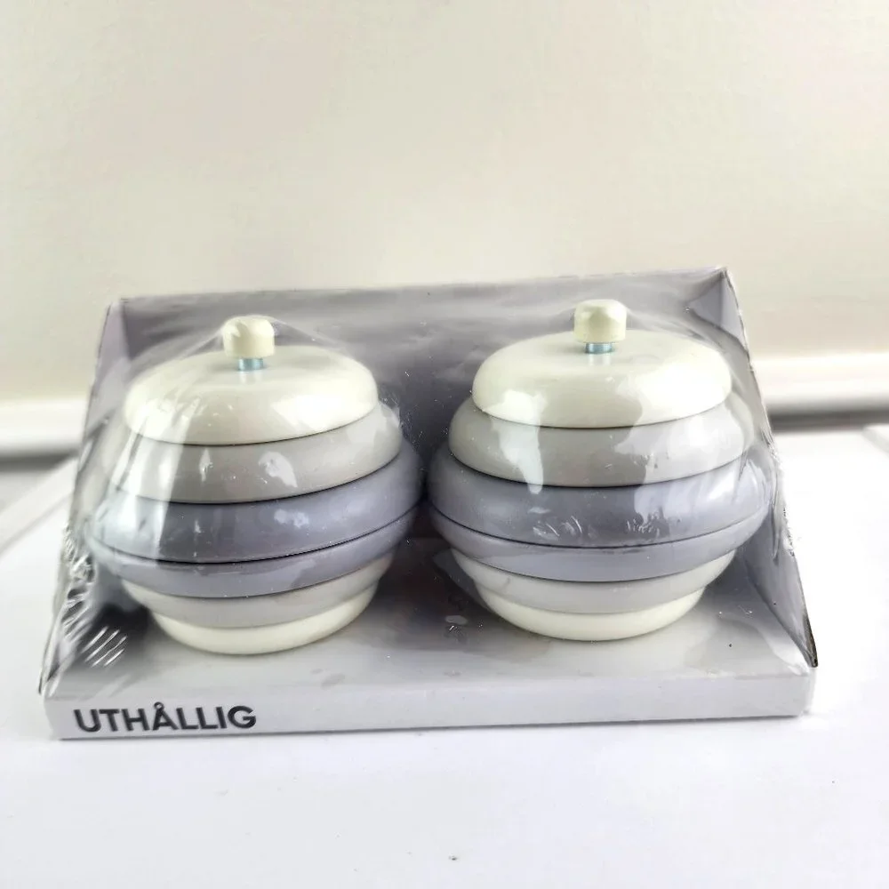 IKEA Uthallig Curtain End Caps White Gray Set of Two NWT